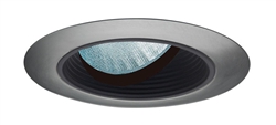 Juno Aculux Recessed Lighting 435NB-SC 3-1/4" Low Voltage Angle-Cut Baffle, Black Baffle Satin Chrome Trim