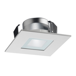 Juno Recessed Lighting 441SQ-W-WH (441SQ WWH) 4" Low Voltage Square Lensed Downlight Shower Trim, White Trim