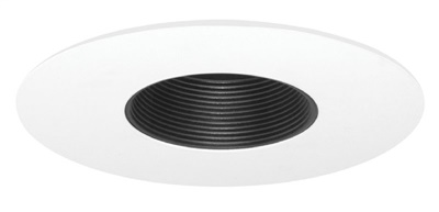 Juno Recessed Lighting 454B-WH (454 BWH) 6" Low Voltage, Adjustable Baffle Trim, Black Baffle, White Trim