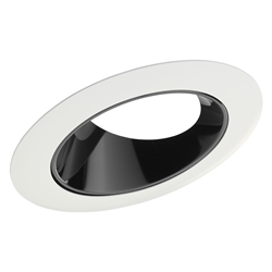 Juno Recessed Lighting 46LB-WH (46L BWH) 4" Standard Slope Trim for Ceiling 9 Degree to 24 Degree, Black Alzak Reflector, White Trim Ring