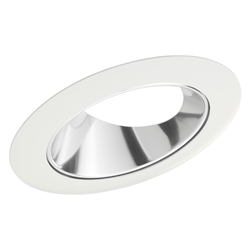 Juno Recessed Lighting 46LC-WH (46L CWH) 4" Standard Slope Trim for Ceiling 9 Degree to 24 Degree, Clear Alzak Reflector, White Trim Ring