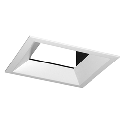 Juno Aculux Recessed Lighting 5308SQBHZ-WH-SF (4SQABV BD WHSF) 4 inch LED Square Adjustable Bevel Trim, Self Flanged, White Trim