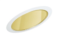 Juno Recessed Lighting 602G-WH (602 GWH) 6" Line Voltage, Fluorescent, Super Slope Ceiling Reflector Cone Trim, Gold Alzak Reflector, White Trim