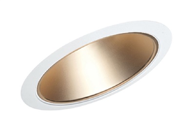 Juno Recessed Lighting 620WHZ-WH (620 WHZWH) 6" LED Slope Ceiling Reflector Cone Trim, Wheat Haze Reflector, White Trim