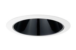 Juno Aculux Recessed Lighting 638B-WH 5-5/8" Low Voltage Angle-Cut Cone, Black Alzak Reflector, White Trim