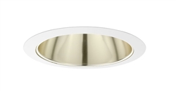 Juno Aculux Recessed Lighting 638G-WH 5-5/8" Low Voltage Angle-Cut Cone, Gold Alzak Reflector, White Trim