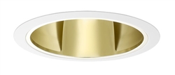 Juno Aculux Recessed Lighting 663G-WH 6" Line Voltage Double Wall Wash, Gold Alzak Reflector, White Trim