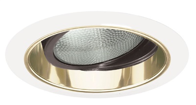 Juno Recessed Lighting 689G-WH (689 GWH) 5" Line Voltage Gimbal Ring in Cone Trim, Gold Reflector, White Trim
