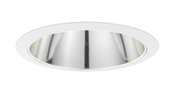 Juno Aculux Recessed Lighting 738G-WH 7" Line Voltage Adjustable Angle Cut Cone, Gold Alzak Reflector, White Trim