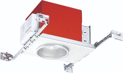 Juno IC1LEDFW 07LM 35K 90CRI 120 FRPC Recessed Lighting 4" IC LED Fire-Rated New Construction LED Housing, 700 Lumens, 3500K, 90 CRI, 45 Degree Distribution, 120V Forward/Reverse Phase Cut, 5% Dim