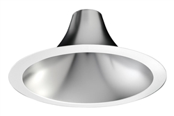 Juno Recessed Lighting L600HW-CL-WH (L6 HW CS PF) 6" LED Hyperbolic Trim, Open Reflector, Wide Distribution, Clear Specular Low Iridescent Alzak Finish, White Flange