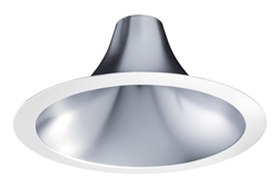 Juno Recessed Lighting L600HW-PTL-WH (L6 HW PTS PF) 6" LED Hyperbolic Trim, Open Reflector, Wide Distribution, Pewter Specular Low Iridescent Alzak Finish, White Flange