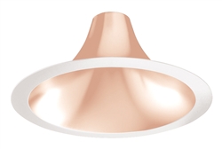 Juno Recessed Lighting L600HW-WTL-WH (L6 HW WTS PF) 6" LED Hyperbolic Trim, Open Reflector, Wide Distribution, Wheat Specular Low Iridescent Alzak Finish, White Flange