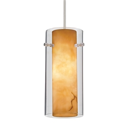 Juno Lighting P160MLG-STN-STO (DPEND ML P160 STO 72IN G9HAL SNC SNA) Tubular Inner Glass Line Voltage Decorative Pendant for Monoline, 120V 40W G9 Halogen, Satin Nickel Fixture, Stone Shade