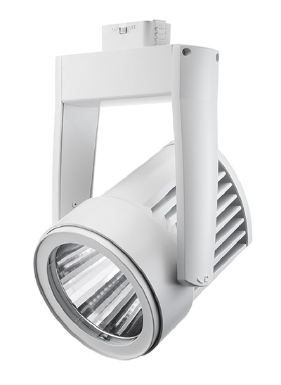 Juno T255L G3 27K 80CRI PDIM FL WH Cylindra 35W Dimmable LED Trac Light, 2700K Color Temperature, 80 CRI, Flood Distribution, White Finish