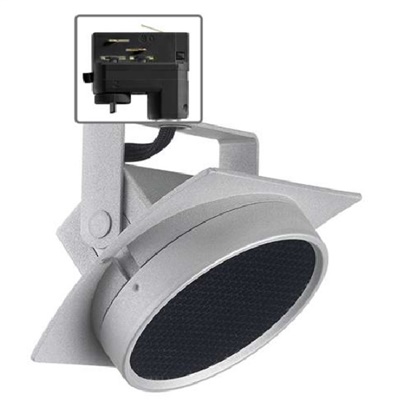 Juno T271L G2 30K 80CRI PDIM SP SL THCL1SL Track Lighting Arc 9W Dimmable LED Track Fixture, 3000K, 80 CRI, Spot, Installed Louver, Silver Finish