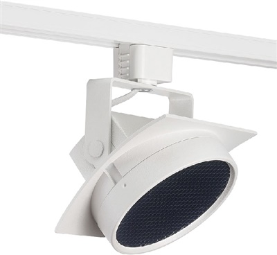 Juno T271L G2 35K SPW PDIM NFL WH THCL1WH Track Lighting Arc 9W Dimmable LED Track Fixture, 3500K, Spectral White, Narrow Flood, Installed Louver, White Finish