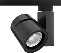 Juno Track Lighting T388L 30K SPW PDIM FL BL 55W Vertical Cylinder LED, 3000K Color Temperature, Spectral White, Phase Dimmable, Flood Beam Spread, Black Finish