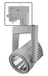 Juno HD Commercial Track Lighting TEK255LG23FSL (T255L TEK G2 30K 80CRI PDIM FL SL) 36W Trac-Master Cylindra LED, 3000K Color Temperature, Flood Beam, Silver Finish