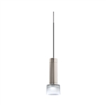 Juno TLPL1783SNFRTBL Trac 12 Decorative LED Mini-Pendant 6W 12V, Cylinder Pendant with 78" Cord, 3000K Color Temperature, Satin Nickel Body, Black Adapter with Frost Glass