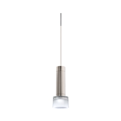 Juno TLPL1783SNFRTSL Trac 12 Decorative LED Mini-Pendant 6W 12V, Cylinder Pendant with 78" Cord, 3000K Color Temperature, Satin Nickel Body, Silver Adapter with Frost Glass