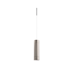 Juno TLPL1783SNWH Trac 12 Decorative LED Mini-Pendant 6W 12V, Cylinder Pendant with 78" Cord, 3000K Color Temperature, Satin Nickel Body, No Glass, White Adapter