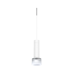 Juno TLPL1783WHFRTWH Trac 12 Decorative LED Mini-Pendant 6W 12V, Cylinder Pendant with 78" Cord, 3000K Color Temperature, White Body, White Adapter with Frost Glass