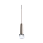 Juno TQJPL1782SNFRTBRZ Trac-Master Decorative LED Mini-Pendant 6W 12V, Cylinder Pendant with 78 inch Cord, 2700K Color Temperature, Satin Nickel Pendant Body, Frost Glass, Bronze Adapter