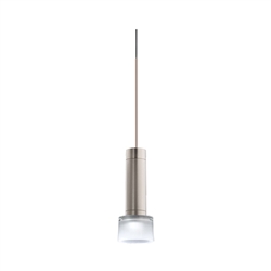 Juno TQJPL1782SNFRTBRZ Trac-Master Decorative LED Mini-Pendant 6W 12V, Cylinder Pendant with 78 inch Cord, 2700K Color Temperature, Satin Nickel Pendant Body, Frost Glass, Bronze Adapter