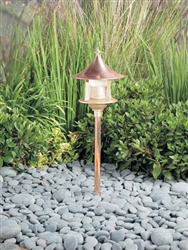 Kim Lighting BN179NB/H60NB 8-inch Stem 60W A-19 Incandescent 120 Volt Brass Traditional Landscape Light, Copper Pagoda Hood, Natural Finish