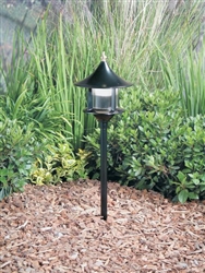 Kim Lighting EL177BL/H60BL 8-inch Stem 60W A19 Incandescent 120V Die-Cast Aluminum Traditional Landscape Light, Aluminum Pagoda Hood, Black Finish