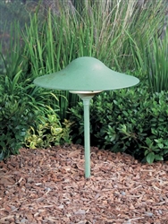 Kim Lighting KLV179VG/H70VG 8-inch Stem 50W MR16 Halogen 12V Brass Traditional Landscape Light, Copper Mushroom Hood, Verde Green Patina