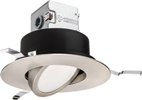 Lithonia 6JBK ADJ 27K 90CRI BN Round Adjustable Direct-Wire Canless LED Recessed Downlight, 2700K Color Temperature, 11W, 800 Lumens, 90 CRI, Brushed Nickel
