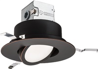 Lithonia 6JBK ADJ 30K 90CRI ORB Round Adjustable Direct-Wire Canless LED Recessed Downlight, 3000K Color Temperature, 11W, 830 Lumens, 90 CRI, Oil Rubbed Bronze