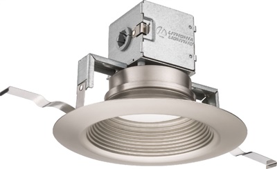 Lithonia 6JBK RD 27K 90CRI BN Round Direct-Wire Canless LED Recessed Downlight, 2700K Color Temperature, 11W, 820 Lumens, 90 CRI, Brushed Nickel