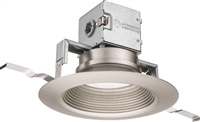 Lithonia 6JBK RD 30K 90CRI BN Round Direct-Wire Canless LED Recessed Downlight, 3000K Color Temperature, 11W, 850 Lumens, 90 CRI, Brushed Nickel