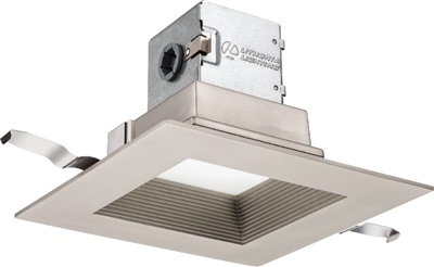 Lithonia 6JBK SQ 27K 90CRI BN Square Direct-Wire Canless LED Recessed Downlight, 2700K Color Temperature, 11W, 740 Lumens, 90 CRI, Brushed Nickel