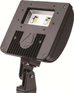 Lithonia DSXF1 LED P2 30K WFL 120 YKC62 PE DWHXD 42W D-Series Size 1 LED Floodlight, P2 Performance Package, 3000K Color Temperature, Wide Flood Distribution, 120V, Yoke With 16-3 SO Cord, Button Photocontrol, White Finish