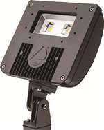 Lithonia DSXF1 LED P2 30K HMF 277 YKC62 PE DWHXD 42W D-Series Size 1 LED Floodlight, P2 Performance Package, 3000K Color Temperature, Horizontal Flood Distribution, 277V, Yoke With 16-3 SO Cord, Button Photocontrol, White Finish