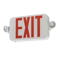 Lithonia ECRG HO RD Exit and Emergency Light Combo Unit, Red and Green Letter with Remote Capacity, Round Lamp Heads