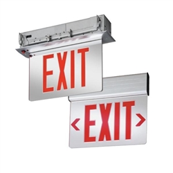 Lithonia EDGRNY W 2 R Recessed LED Edge-Lit Exit, White Housing, Double Face, Red on White Letter, AC Only