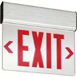 Lithonia EDG 1 R Surface Mount LED Edge-Lit Exit, Brushed Aluminum Housing, Single Face, Red on Clear Letter, AC Only