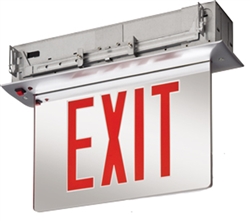 Lithonia EDGR 1 RMR Recessed LED Edge-Lit Exit, Brushed Aluminum Housing, Single Face, Red on Mirror Letter, AC Only