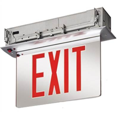 Lithonia EDGR W 1 GW EL SD Recessed LED Edge-Lit Exit, White Housing, Single Face, Green on White Letter, Nickel-Cadmiun Battery, Self-Diagnostics