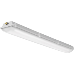 Lithonia FEM L48 10000LM IMAFL WD MVOLT GZ10 35K 80CRI 80W 48" LED Low-Profile Enclosed and Gasketed Industrial Light, 10000 Lumens, Acrylic Linear Ribbed Frosted Lens, Wide Distribution, 120-277V, 0-10V Dimming, 3500K, 80CRI