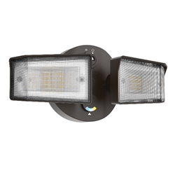 Lithonia HGX LED 2SH ALO SWW2 120 PE DDB Outdoor LED Security Flood Light, 2 Square Heads, Adjustable Lumen Output, 3000K/4000K/5000K Color Temperature, 120V, with Dusk to dawn Photocell, Bronze