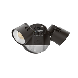 Lithonia HGX LED 2RH 40K 120 MO DDB M2 Outdoor LED Security Flood Light, 2 Round Heads, 4000K Color Temperature, Non-Adjustable Lumen Output, 120V, with Motion Sensor, Bronze
