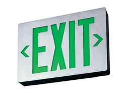 Lithonia LE S W 1 G EL N SD LED Exit Sign White Aluminum Single Face Green Letters Battery Backup