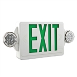 Lithonia LHQM LED G HO M6 LED Emergency Light Exit Sign Combo White Thermoplastic 2-Lamp Single Face Quantum Green Letters Battery Backup