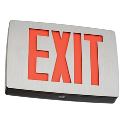 Lithonia LQC W 1 R EL N LED Exit Sign White Aluminum Single Face Quantum Red Letters Battery Backup